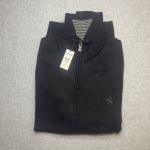 Vintage Express Men's Black Knit 1/4 Zip Mock Neck Pullover Sweater XL